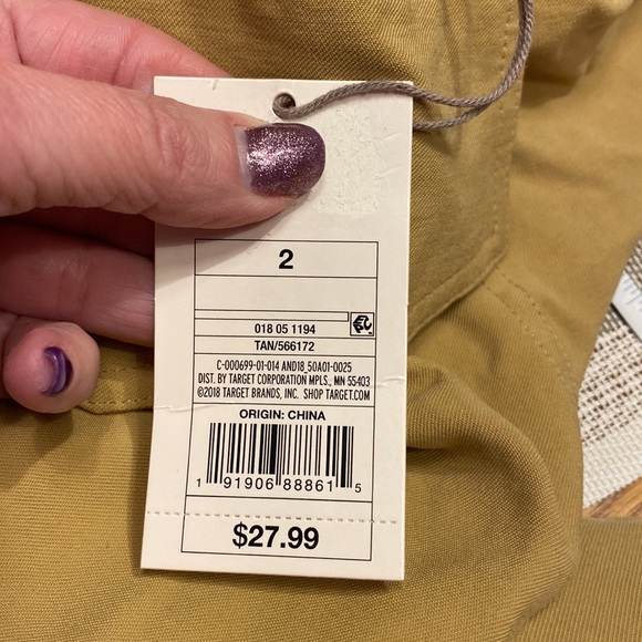 a new day - midi tan skirt with cute front pockets and complete button up front - Picture 8 of 10